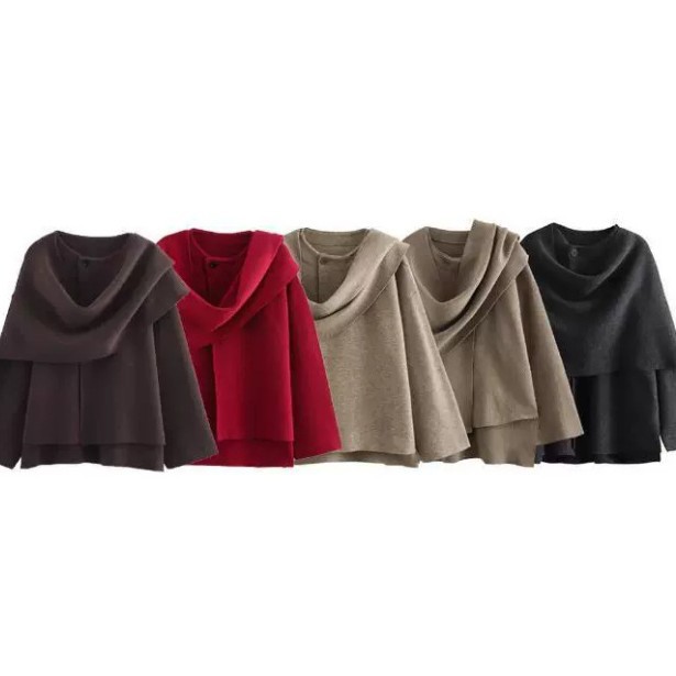 European and American Women's Popular Asymmetrical Trench Short Knitted Single Button Winter Outerwear Coat