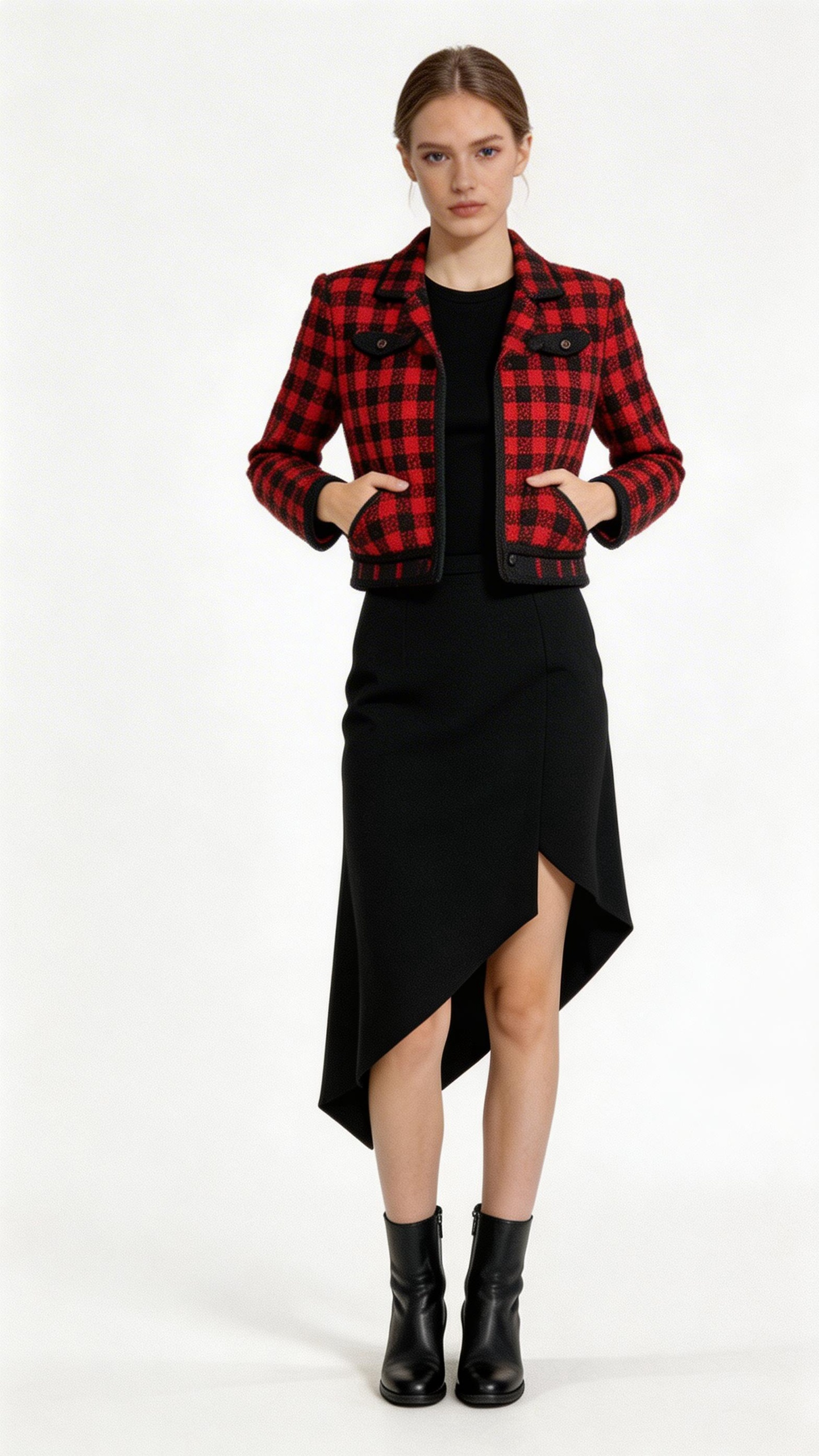 Trendy Woven Short Color Blocking Coat for Women with Slim Fit Design Lightweight Casual Outerwear for Winter