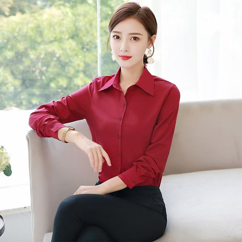 IStapromo Gifts Women's Long Sleeved Korean Career Office Shirts Outwear Women's Work Suit Professional Shirts