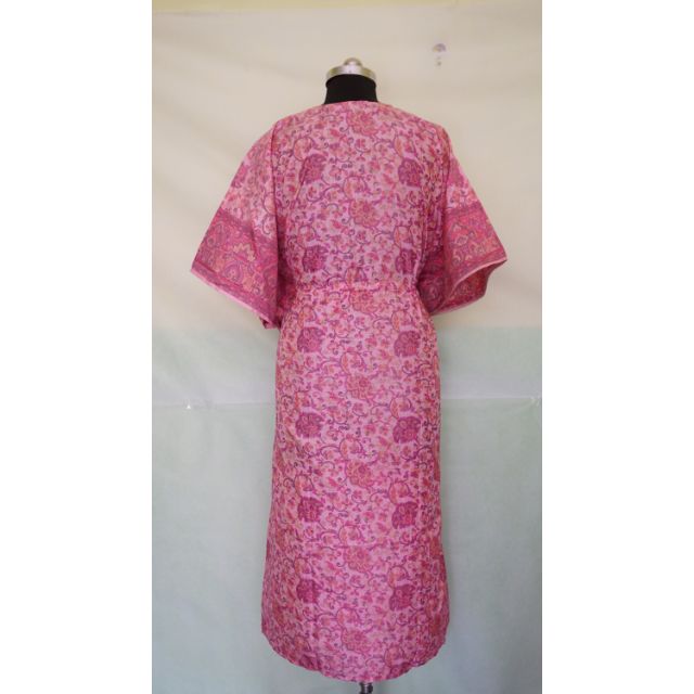 Vintage Silk Kaftan Summer Dress Bridal Party Shower Maxi Tunic Beach Wear Maternity Bridesmaid Dress Natural Waist Gift Her
