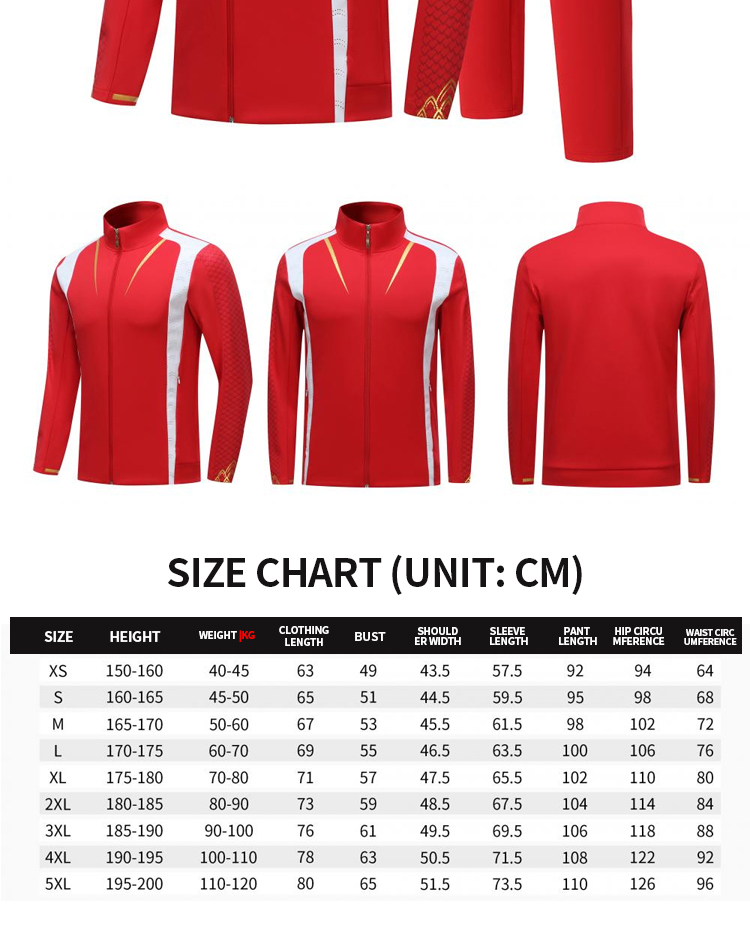 Men's and Women's Casual Sportswear Long Sleeved Sportswear Set with Full Zipper Running Jacket and Pants 2-piece Set