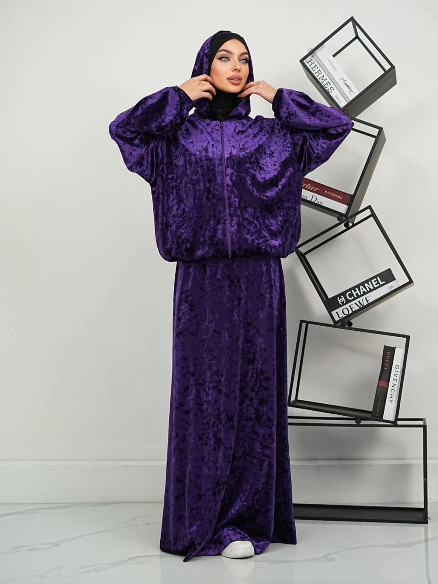 Mexizo New Collection Islamic Fashion Two Piece Set Muslim Women Elegant Long Sleeve Top Skirt Abaya Style Spring Autumn