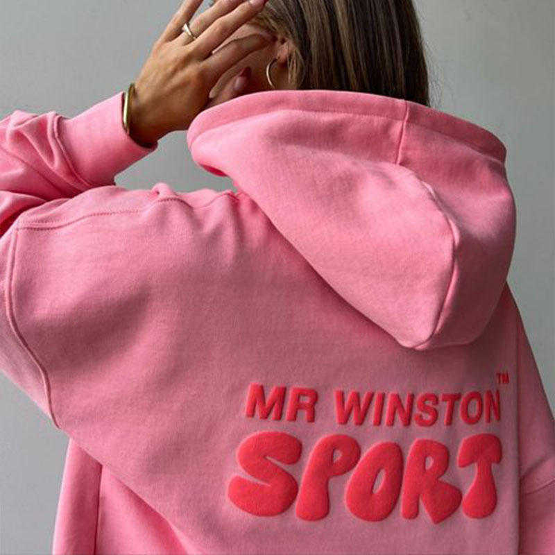 High Quality 3d Puff Print Pullover Women's Hoodies Sweatshirt Custom Foam Printing Logo Cotton Women Heavyweight Hoodies