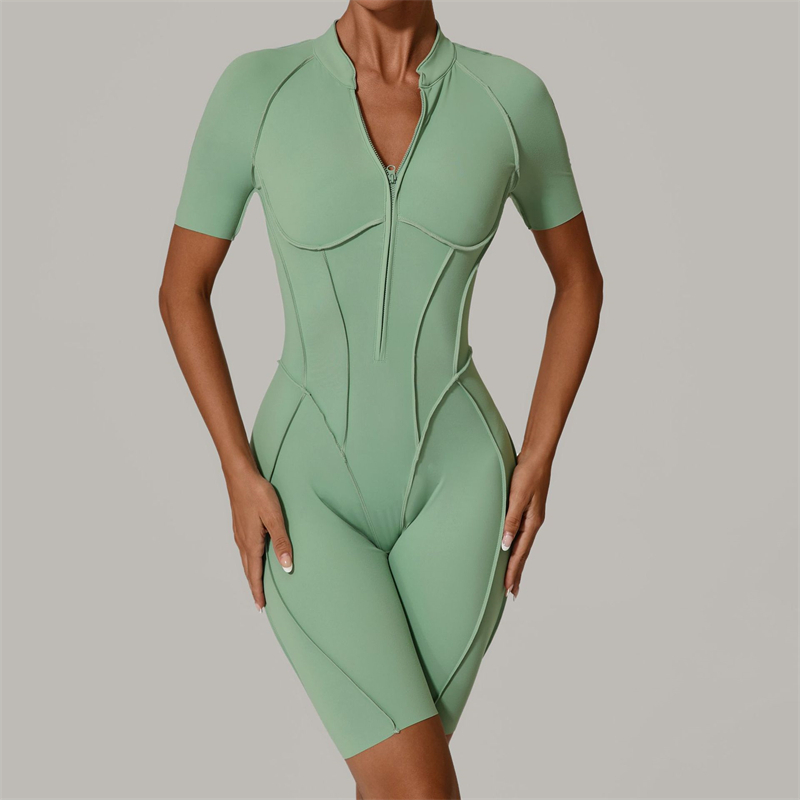 2025 Red Women's Sports Bodysuit & Jumpsuit Sexy Yoga Fitness Training Playsuit with Zippers Workout Sports Bulk Sportswear
