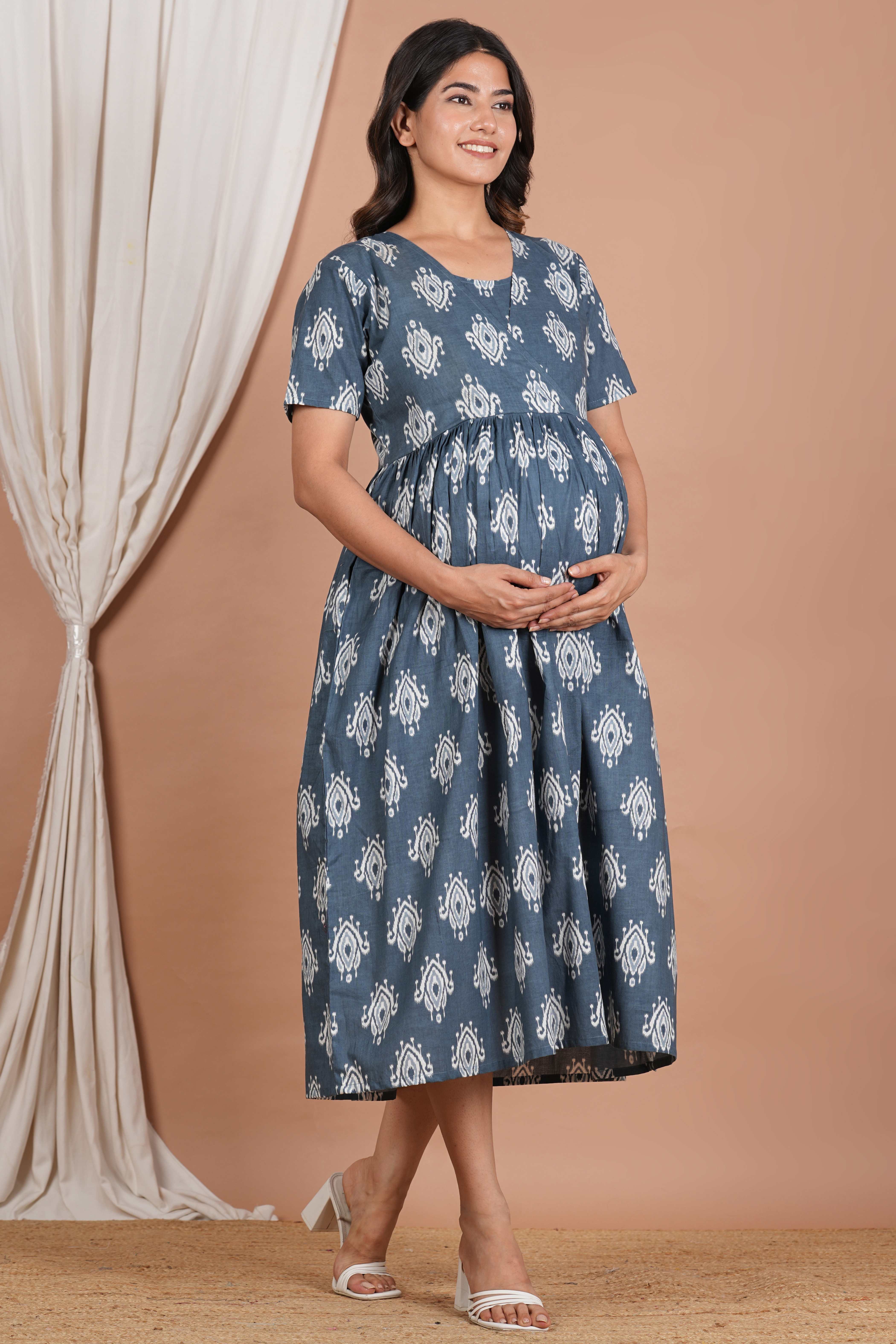 New Arrival Loose Pregnancy Maternity Dress With Baby Feeding Access Breathable Summer Wear Cotton Nursing Dress For Women