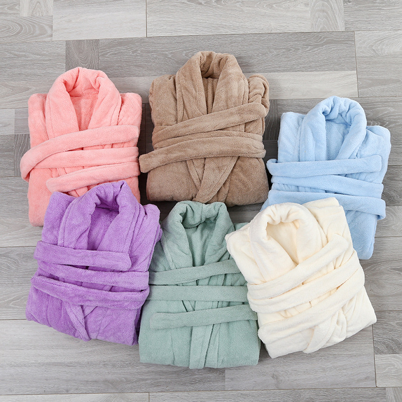 Bathrobe Custom Logo Coral Fleece Luxury Winter Long Thickened OEM ODM Personalized Warm Morning Gown For Hotel Spa Brands