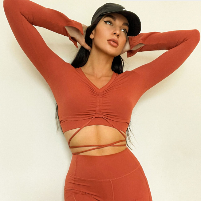 2022 New Arrivals Fashion Autumn Winter Tan Colors Collection Sets Womens Clothing Two Piece Casual Long Sleeve Yoga Set