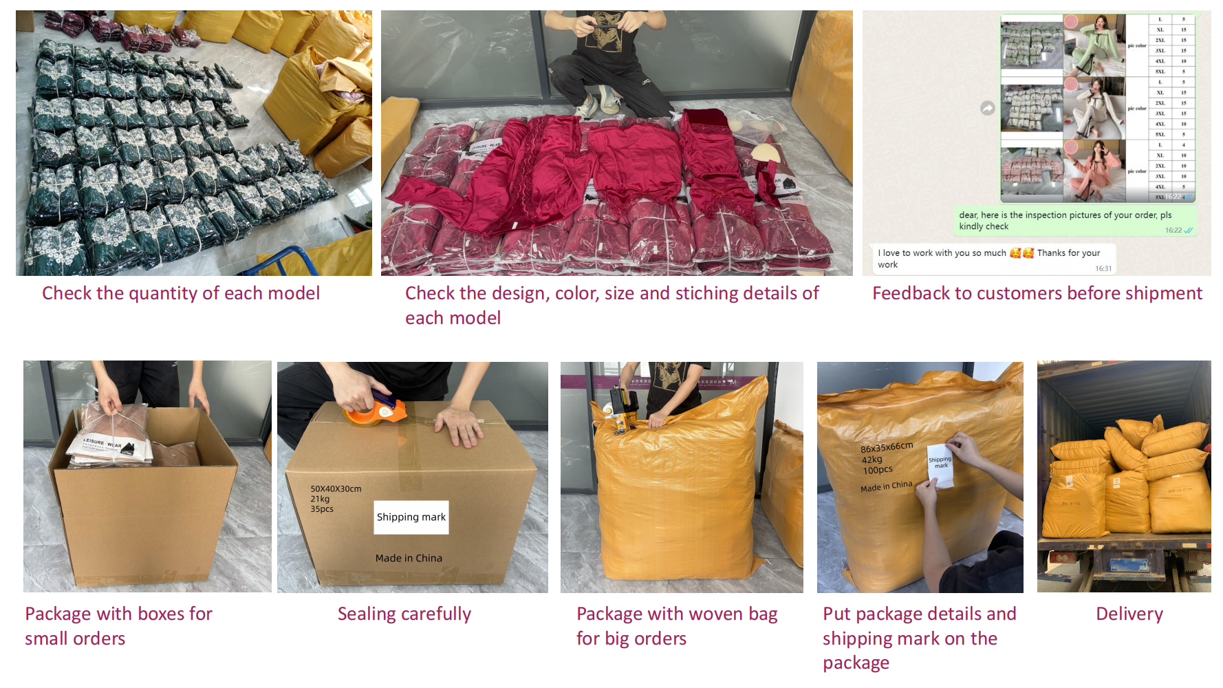 Product packaging details