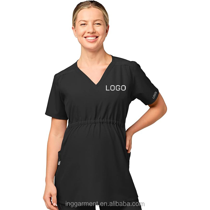 Custom Wholesale Women V-Neck Top Hospital Medical Nurse Maternity Scrubs Uniform Suit Set for Pregnant Women