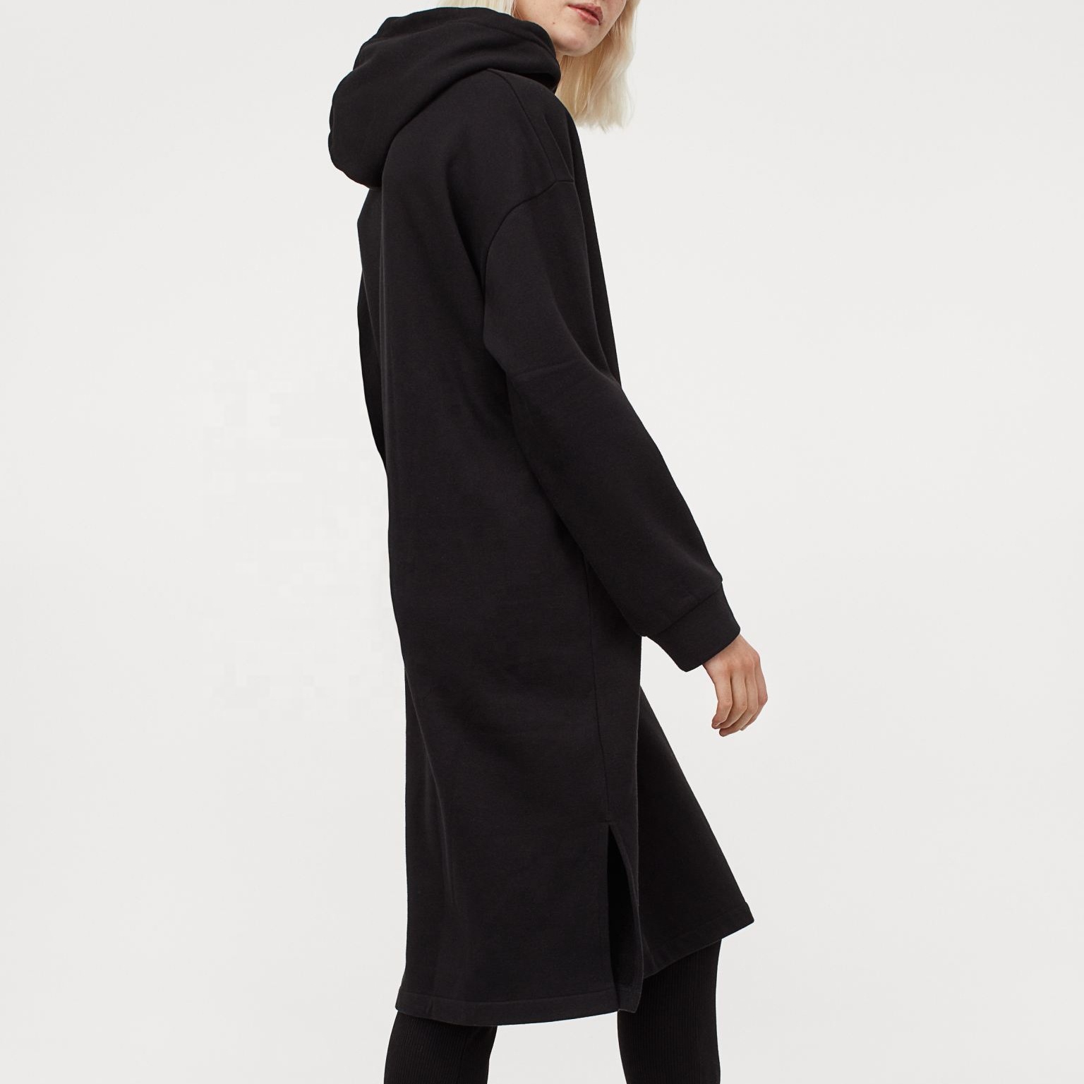 Fall Winter Casual Drawstring Hoodie Dress Women's Plus Size Sweatshirt Dress Solid Color Sweatshirt for Women