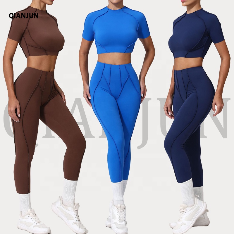 Activewear Womens Sportswear Clothing Gym Leggings Women Fitness T-Shirt Two Piece Yoga Sets