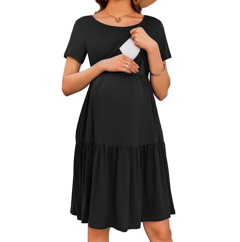 Wholesale Comfortable Maternity Dresses for Pregnant Women Breastfeeding Clothing Stretchable Maternity Wears Breathable