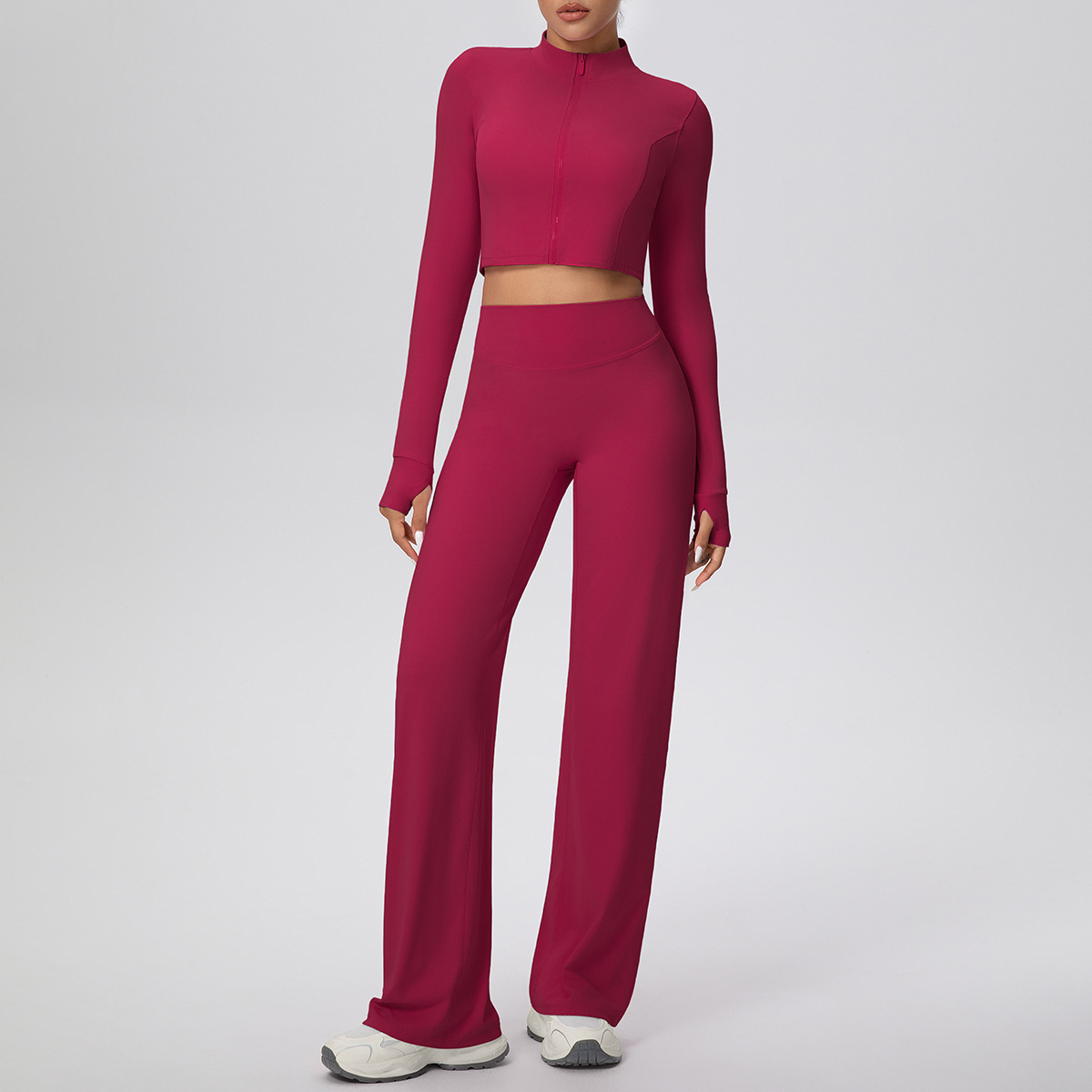 Customised Brand Yoga Set Long Sleeve Zipper Crop Jacket Tummy Control Leggings Naked Feelings Gym Outfits Women Activewear