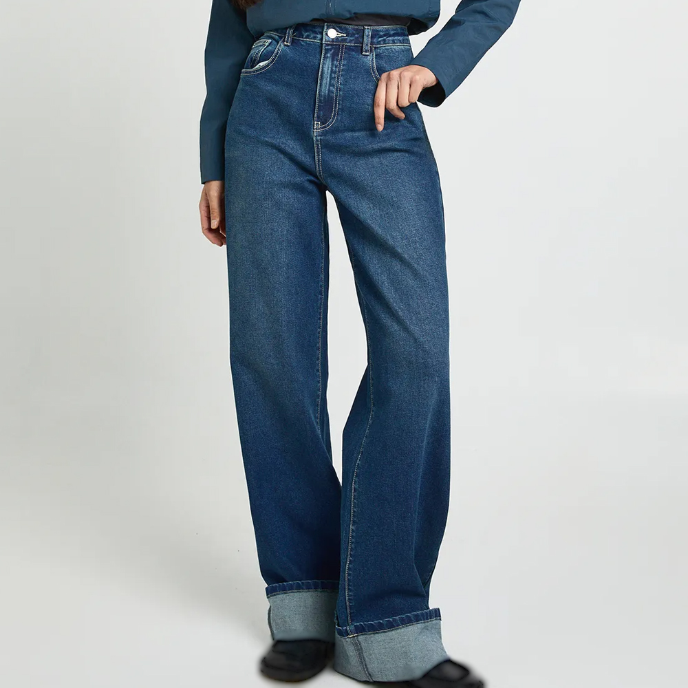 Women Straight Casual Streetwear Sexy Breathable Eco-Friendly Colored Denim Jeans Embroidery Bow-Customizable Factory Wholesale