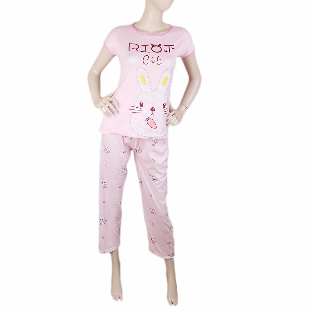 Women's 2 Piece Night Suit - Pink