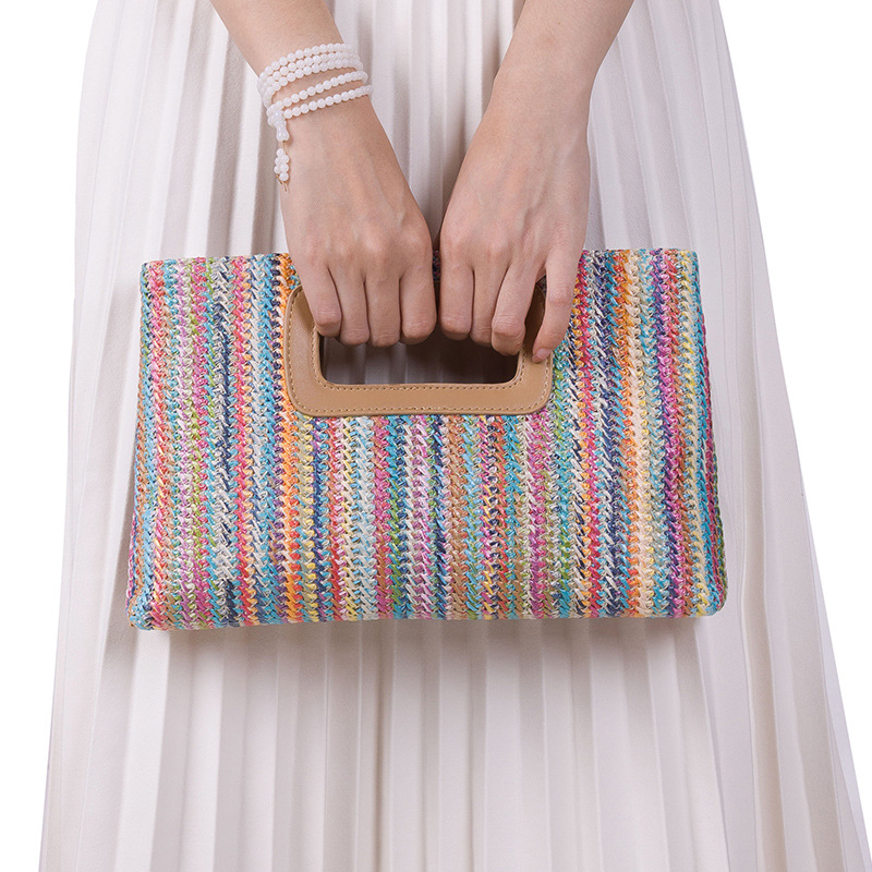 Luxury Eco-Friendly Women's Straw Handbag Ethnic Style Woven Purse for Casual Summer Vacation Evening Party Beach Portable