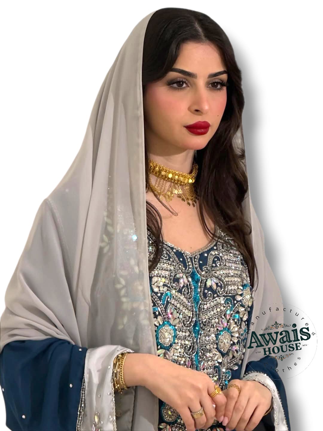 Solid Luxury Embroidery Beaded Eco-Friendly Washable Chiffon Floor-Length A-Line Kaftan Abaya Islamic Clothing Muslim Women's