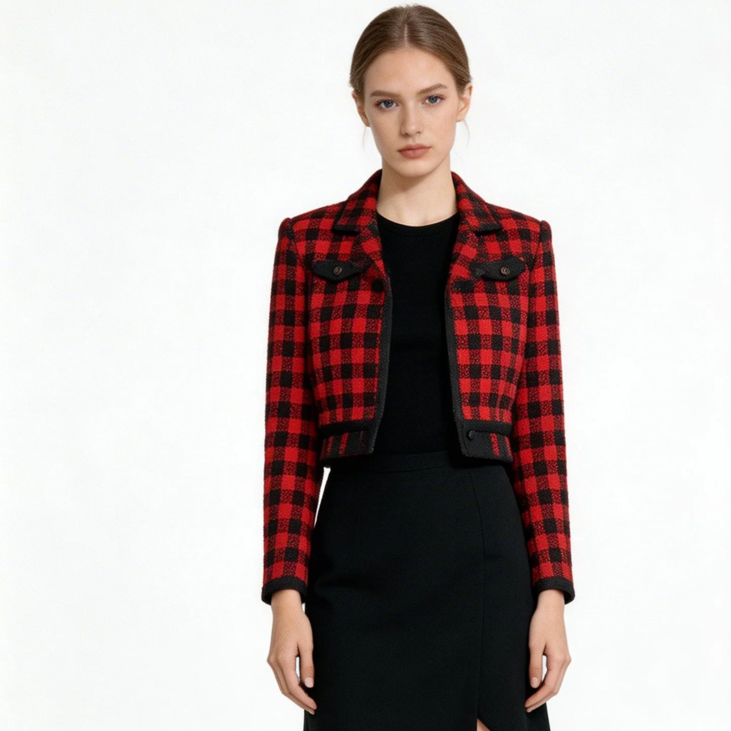 Trendy Woven Short Color Blocking Coat for Women with Slim Fit Design Lightweight Casual Outerwear for Winter
