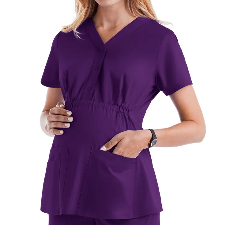 Flexible Comfortable Medical Hospital Scrub Pregnant Nurse Uniform Top Maternity Scrubs Uniforms for Women
