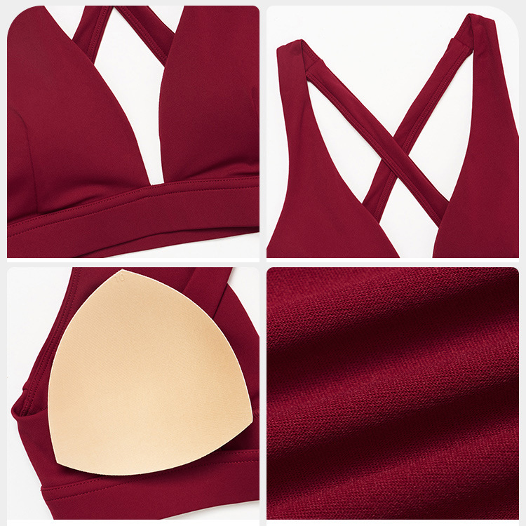 Women Sportswear Fitness Clothes V Neck Sports Bra Cross Waist Leggings Set Women High Quality Sports Set Fitness Suit for Women