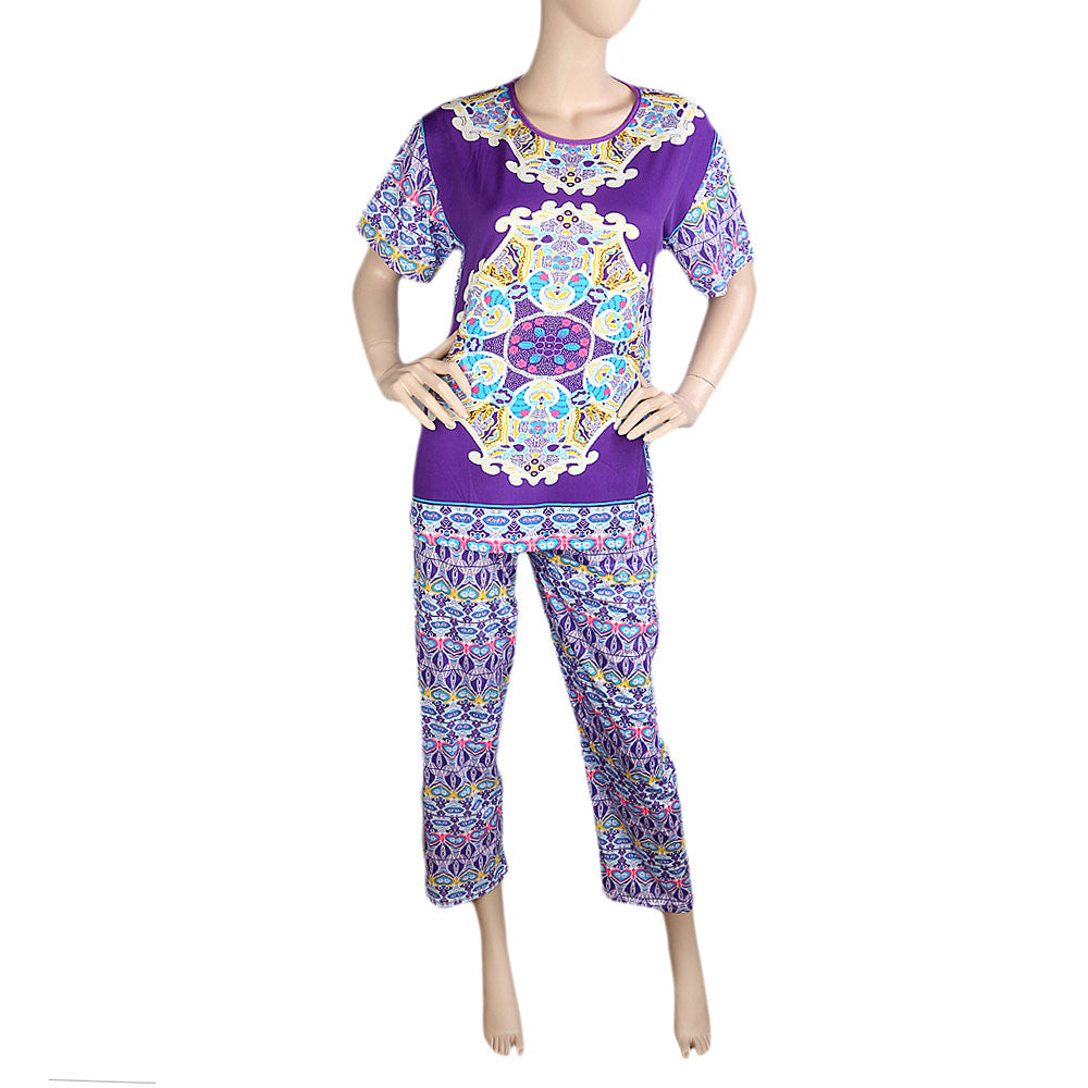 Women's 2 Piece Night Suit - Purple