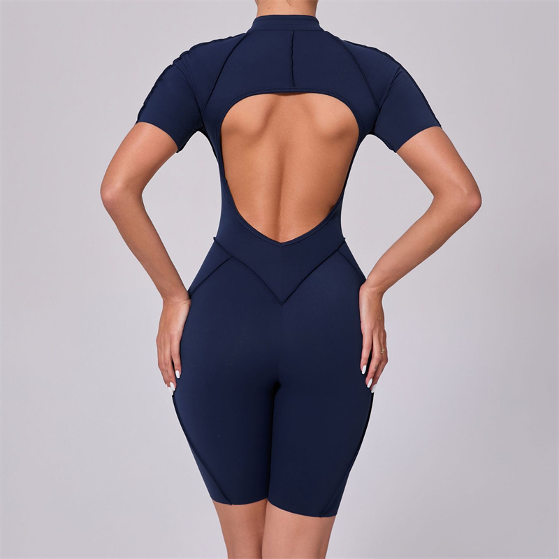 2025 Red Women's Sports Bodysuit & Jumpsuit Sexy Yoga Fitness Training Playsuit with Zippers Workout Sports Bulk Sportswear