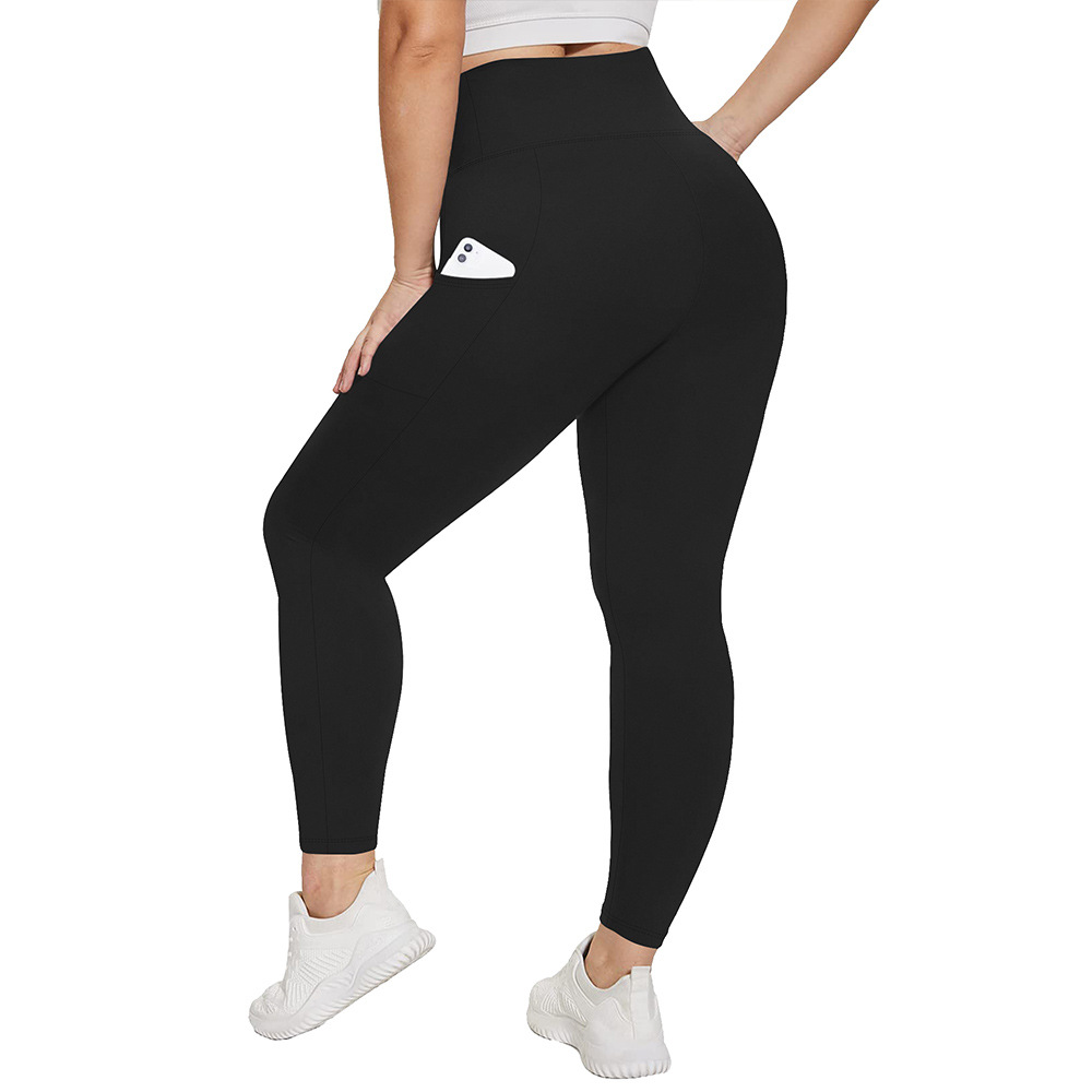High Waist Large Plus Size Yoga Pants Women's Fitness High Elastic Knee-Length Leggings With Pocket
