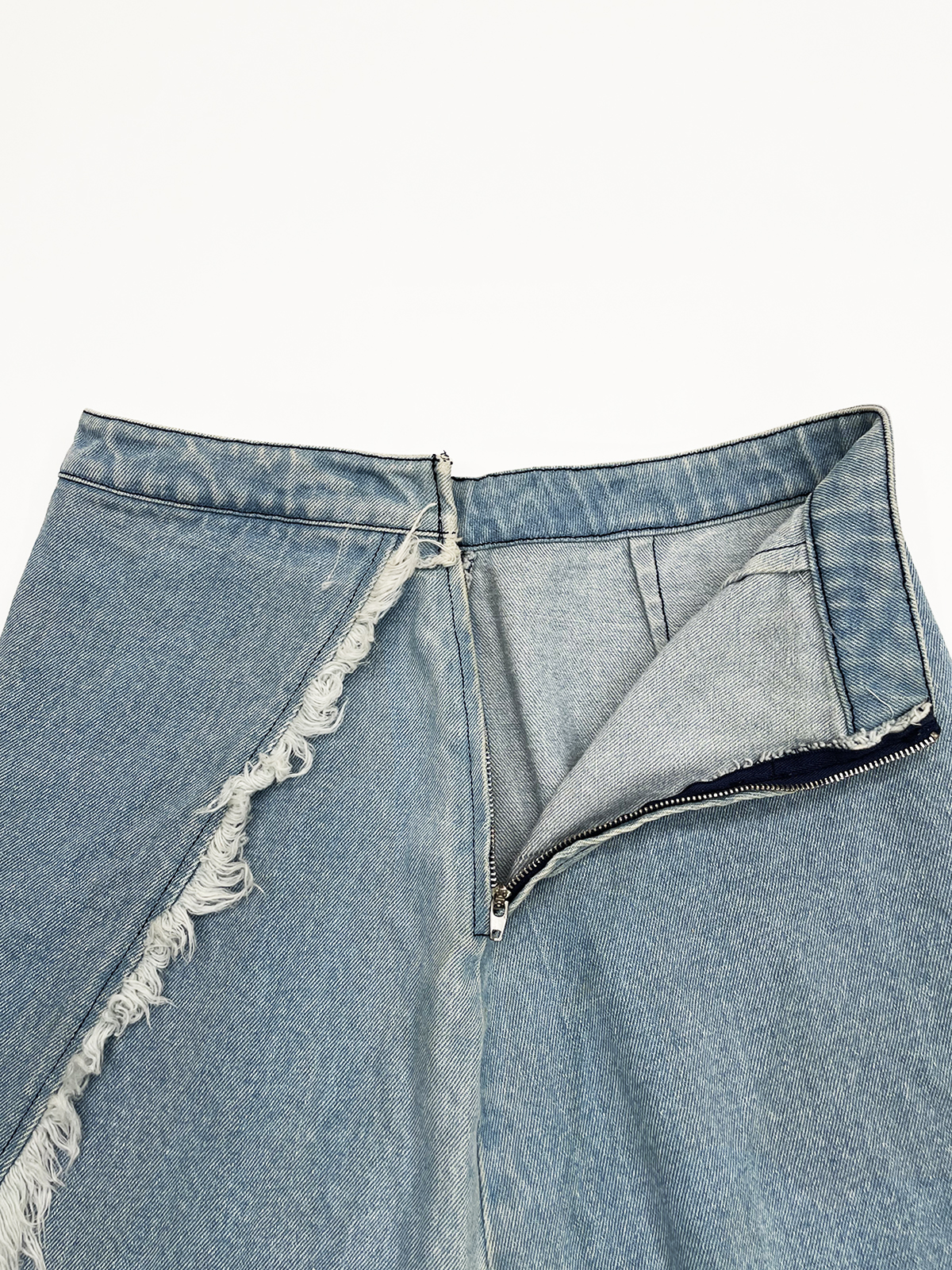 Custom Women's Irregular Fringed Denim Short Skirt