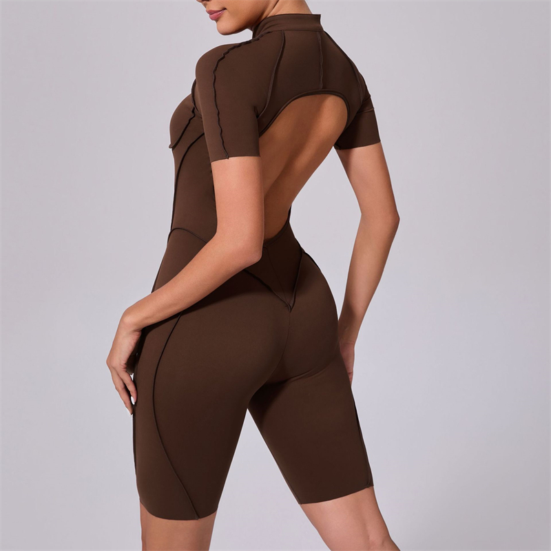 2025 Red Women's Sports Bodysuit &amp; Jumpsuit Sexy Yoga Fitness Training Playsuit with Zippers Workout Sports Bulk Sportswear