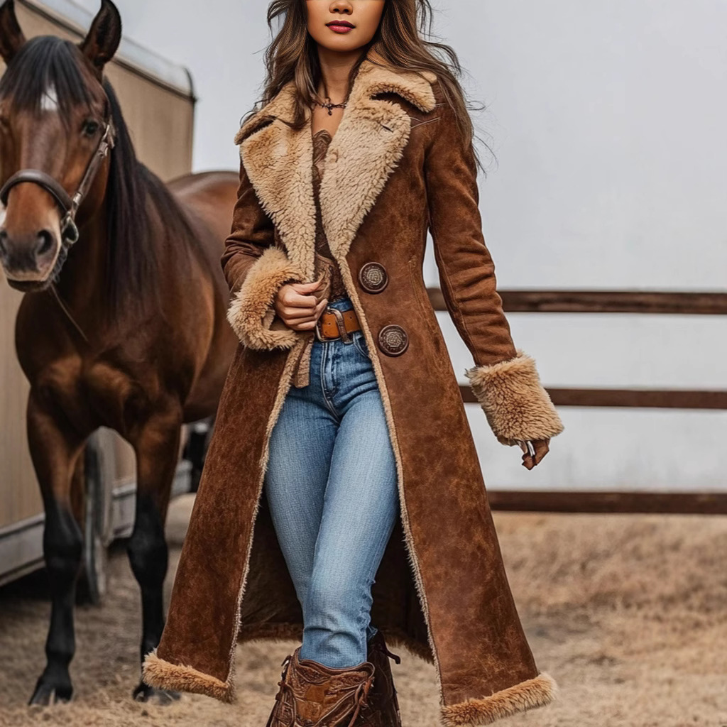 E-commerce European American Style Velvet Women's Western Retro Poncho Plush Autumn Winter Fashionable Warm Coat