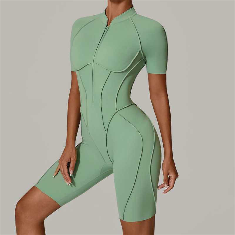 2025 Red Women's Sports Bodysuit & Jumpsuit Sexy Yoga Fitness Training Playsuit with Zippers Workout Sports Bulk Sportswear