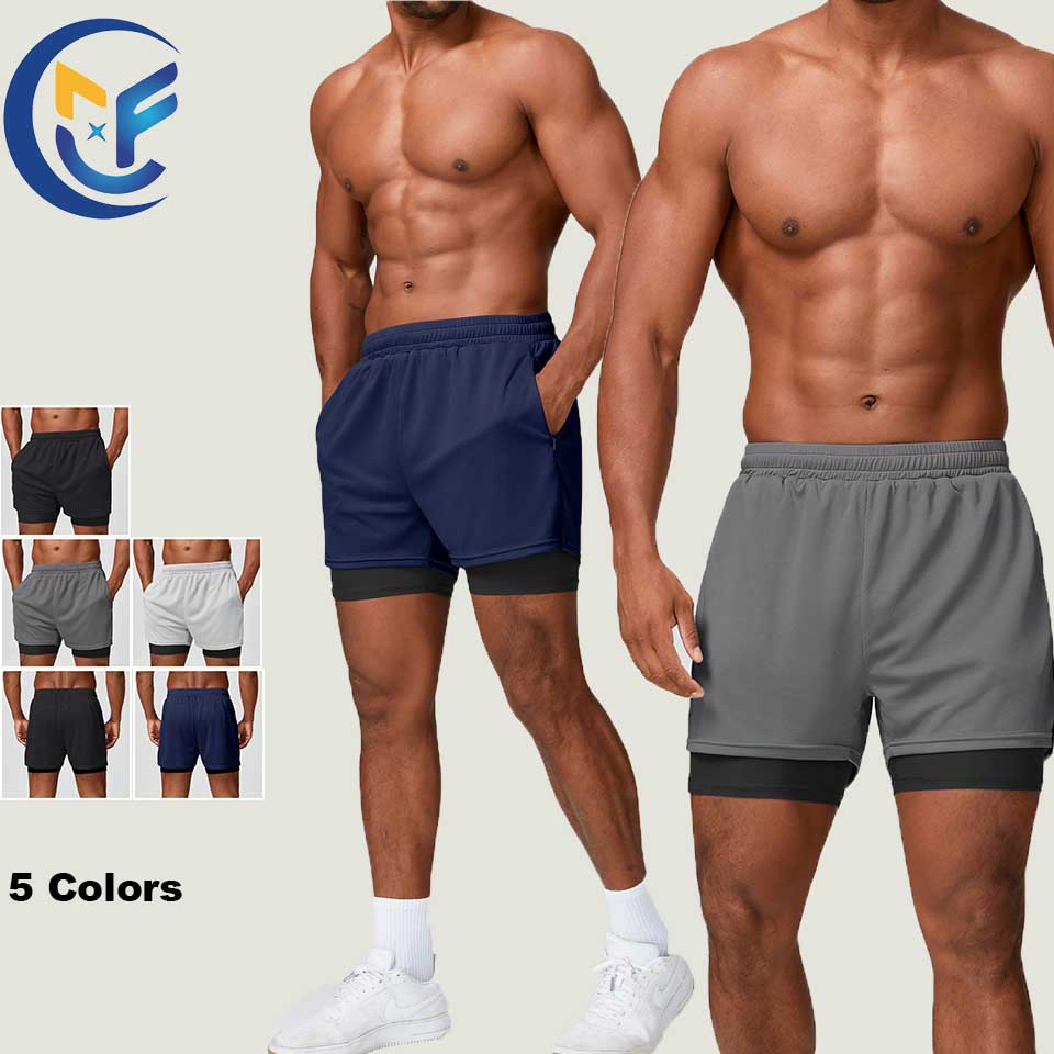 Men's High Elasticity Fitness Shorts High Drawstring Sport Wear Pockets Casual Wear Breathable Lightweight Running Clothes