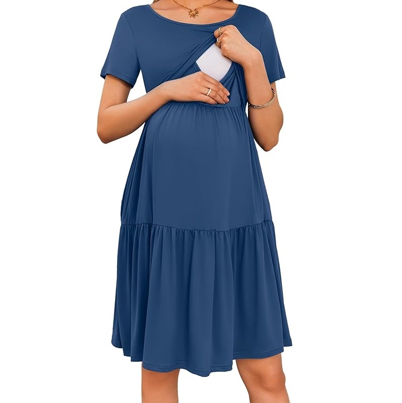 Wholesale Comfortable Maternity Dresses for Pregnant Women Breastfeeding Clothing Stretchable Maternity Wears Breathable