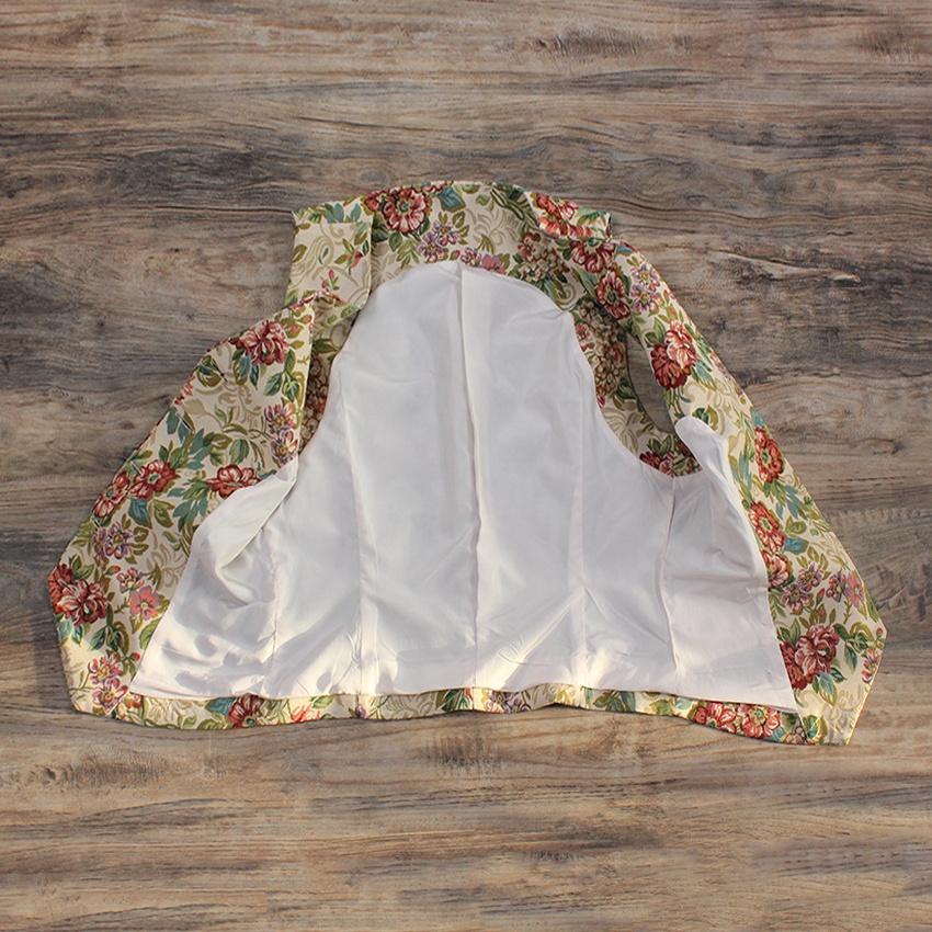 Custom Formal Floral Jacquard Woven Breathable Eco-Friendly Recycled Cotton Women's Jacket and Vest