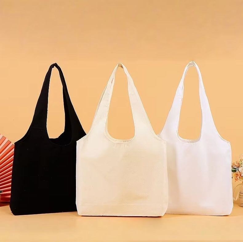 Natural Color Luxury FashionCanvas Tote Bag Print Sustainable Logo Printing for Women Daily Use Shopping