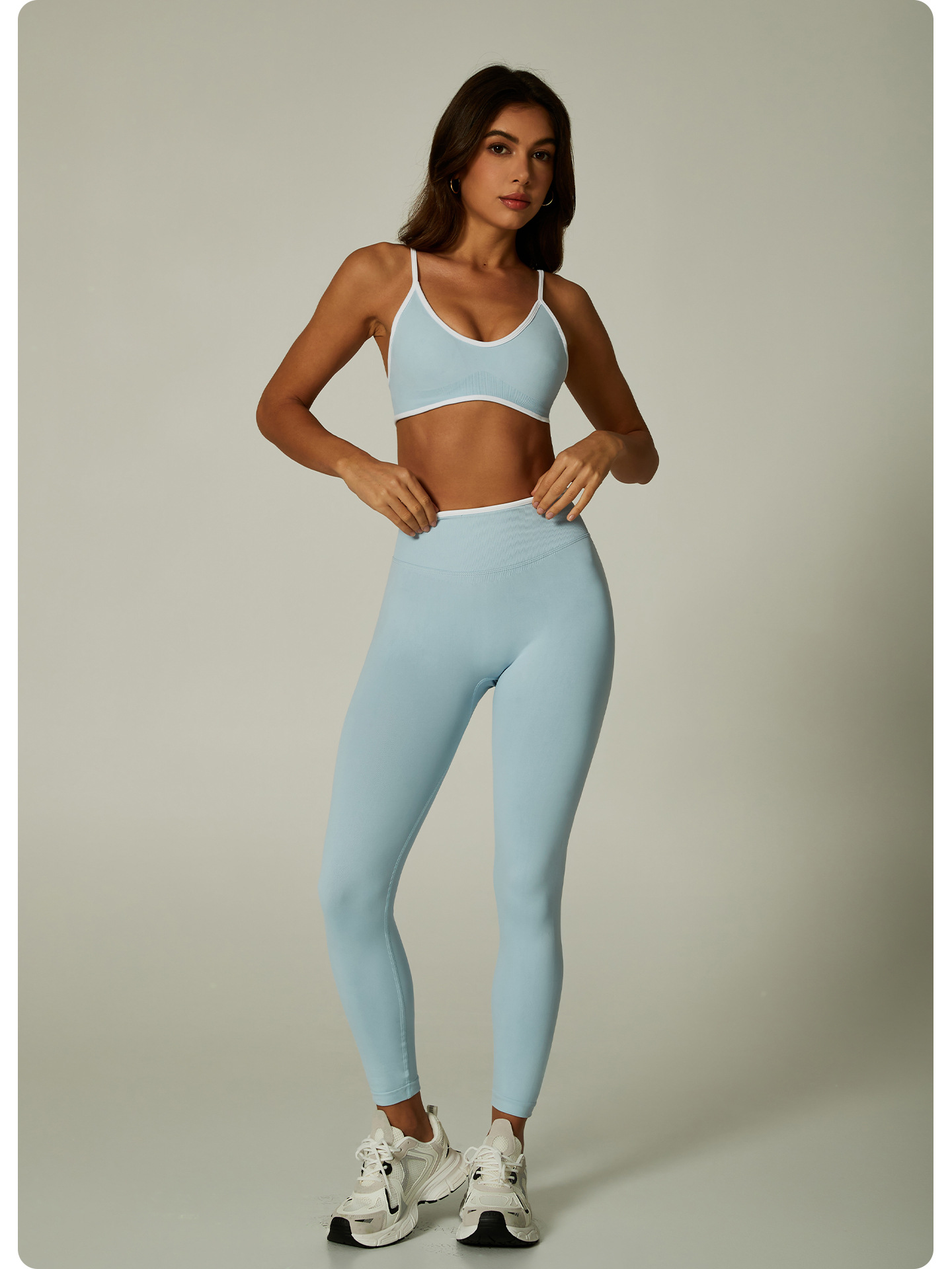 L-CP053 Women's Sportswear Sets Seamless Yoga Sets Breathable High-waisted Yoga Sets Color Blocking Pilates Gym Fitness Sets