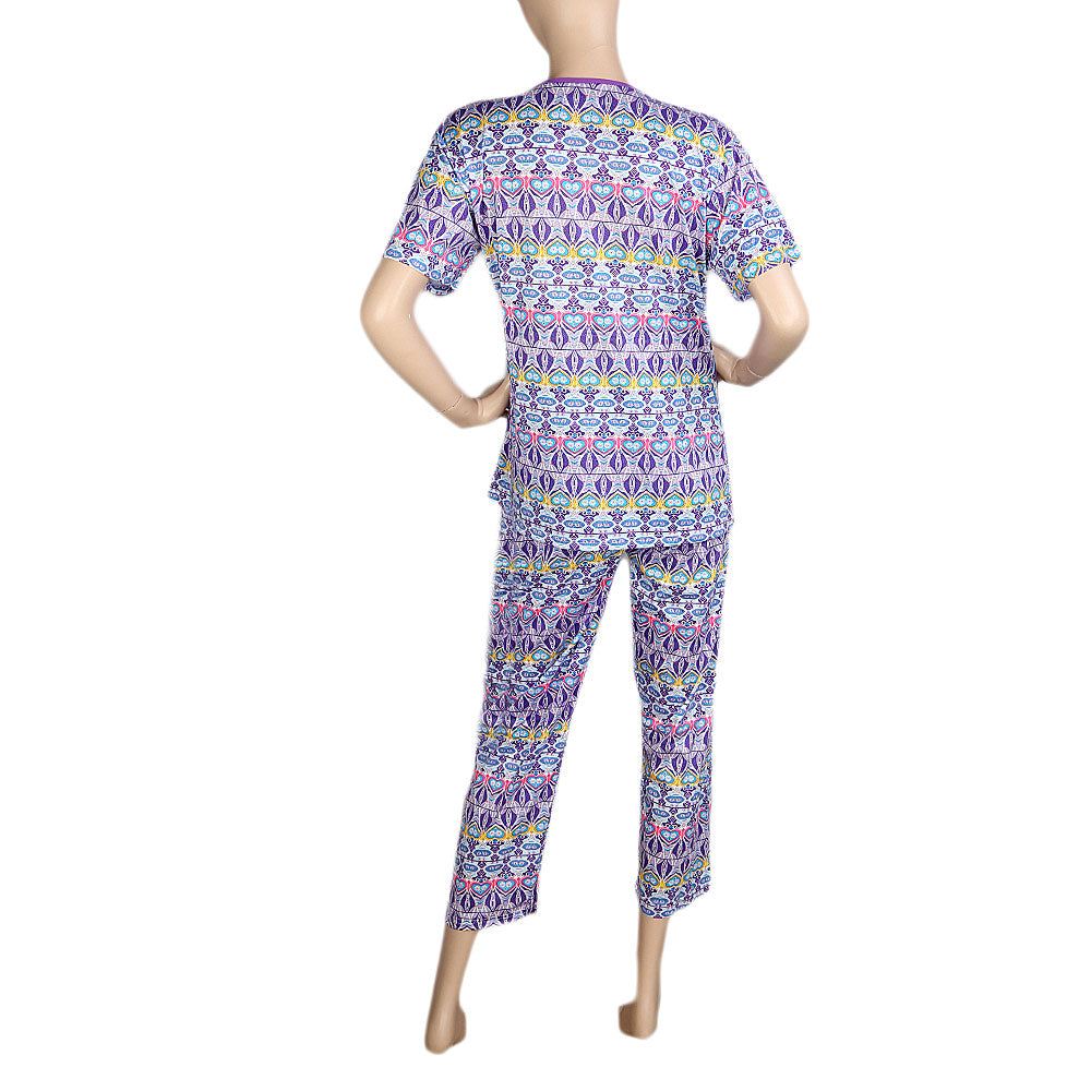 Women's 2 Piece Night Suit - Purple