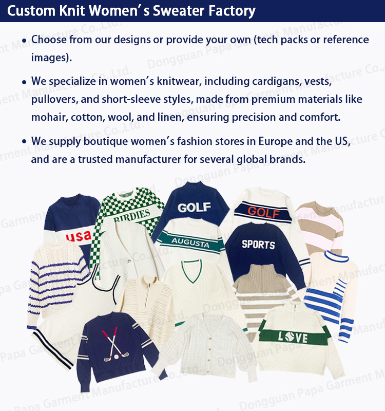 Wholesale Custom 100%Cotton Women Knit Sweater Set Summer Crew Neck Short Sleeves Striped High-Quality Knitwear