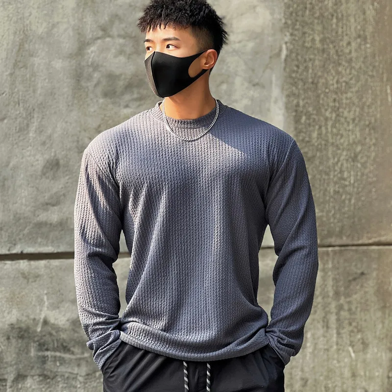 Custom Designer O-Neck Casual Men Loose Knitted Pullover Sweater Fitness Clothes