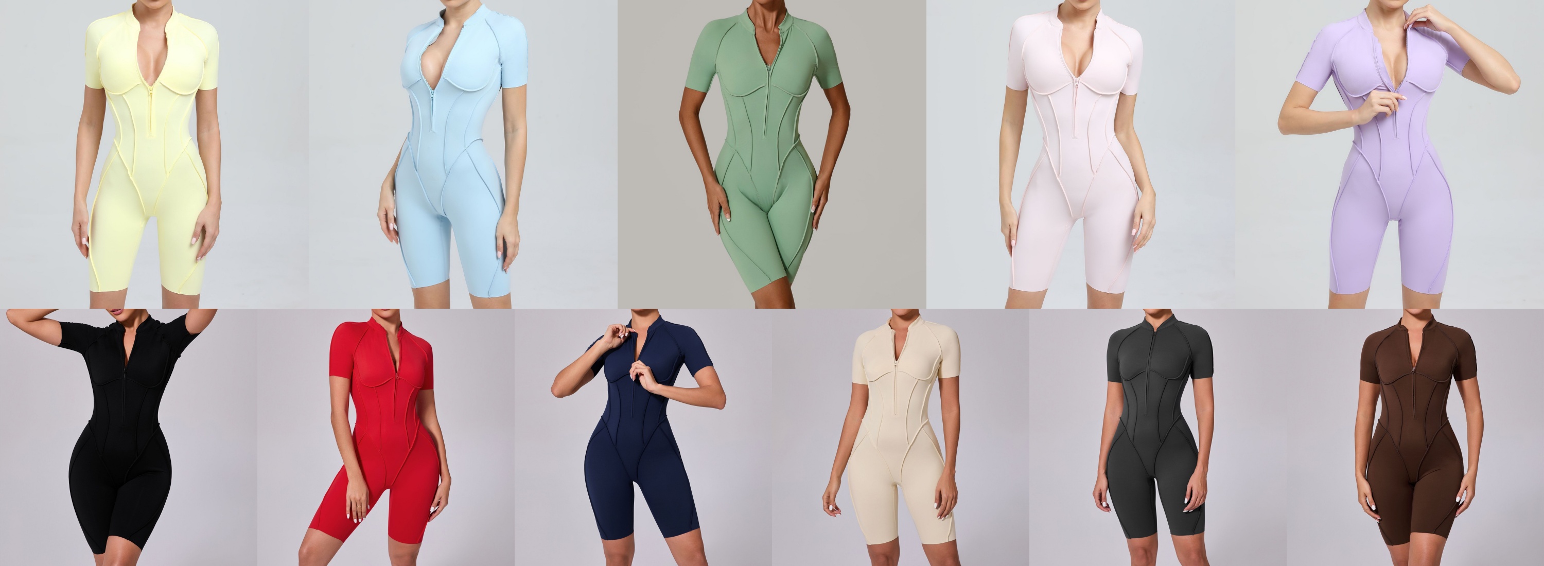 2025 Red Women's Sports Bodysuit & Jumpsuit Sexy Yoga Fitness Training Playsuit with Zippers Workout Sports Bulk Sportswear