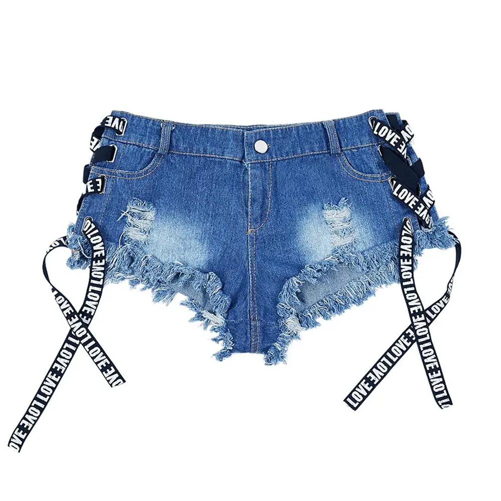 Summer Women Denim Shorts Ripped High Waist Breathable Quick Dry Fashion OEM Service