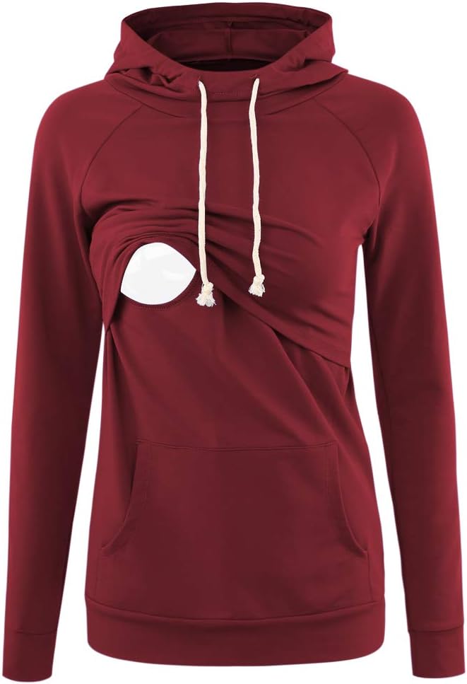 Maternity Nursing Hoodie for Breastfeeding Women Long Sleeve Comfortable Mom Sweatshirt with Easy Access Nursing Opening