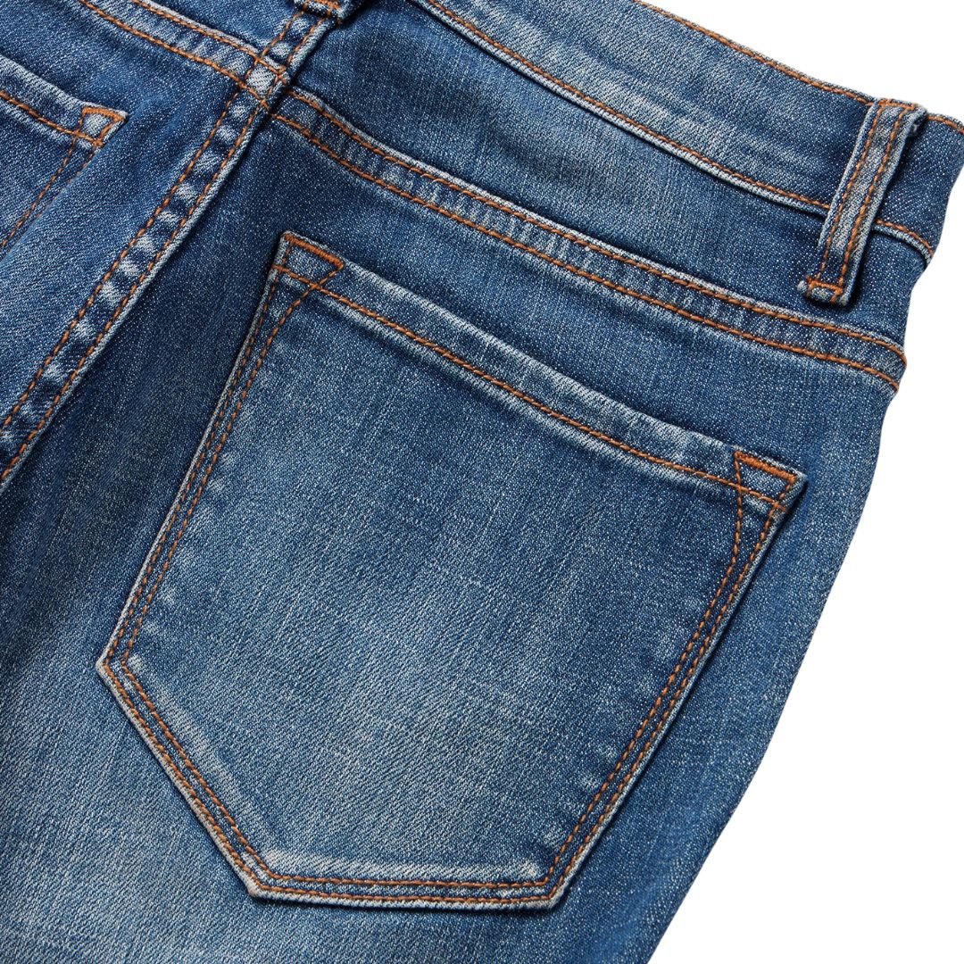 Comfortable Stylish Women's High Rise Flare Jeans Blue Stretch Denim Slim Fit Bootcut 5-Pocket Western Yoke Casual 5-Pocket