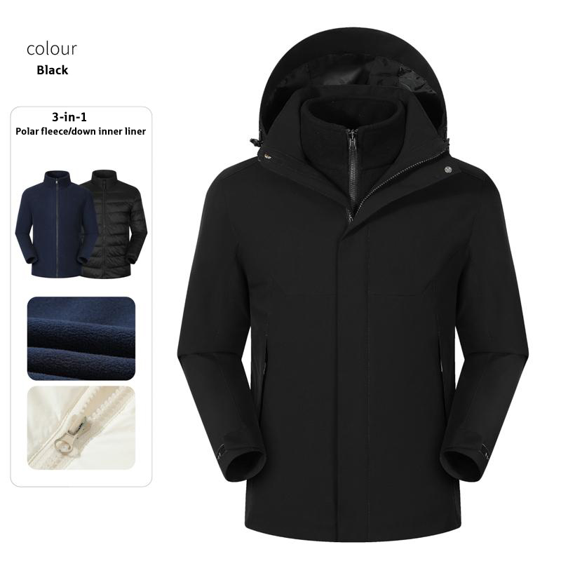 Super Warm Custom Logo Zipper Three in One Windbreaker Jacket Women Men's Jacket Waterproof Windproof Polar Fleece Inner Jacket