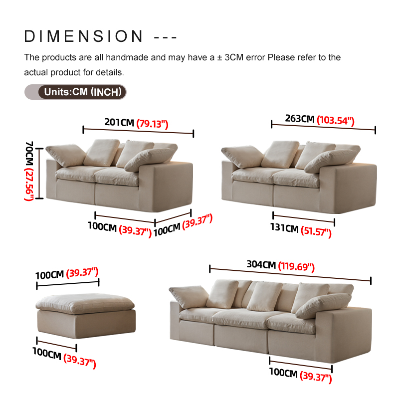 Good Elasticity No Collapse Wear-Resistant Furniture Compression Sofa for B&B Resort Guest Room