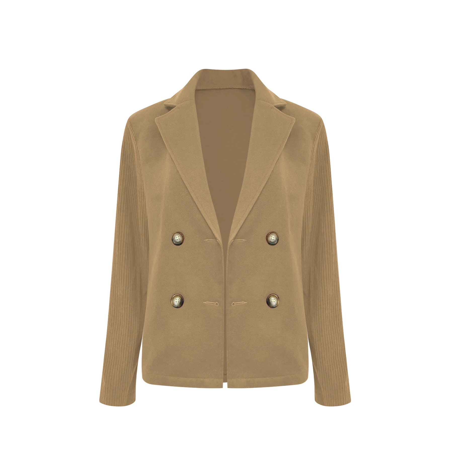 Women's Eco-friendly Knitted Thermal Long Double Breasted Button Woolen Coat Winter Lapel Office Chic Elegant Blazer Outerwear