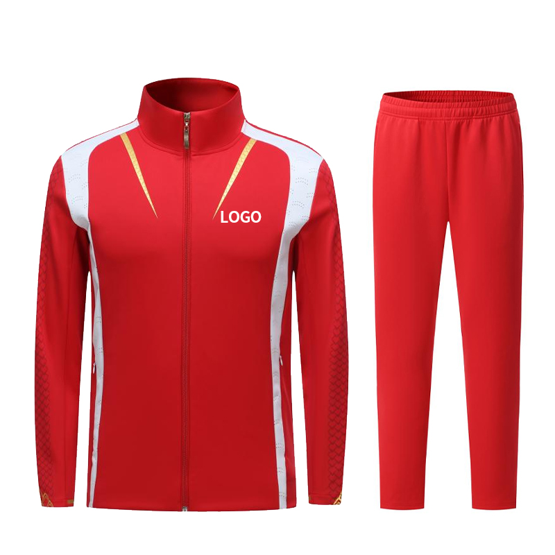 Men's and Women's Casual Sportswear Long Sleeved Sportswear Set with Full Zipper Running Jacket and Pants 2-piece Set
