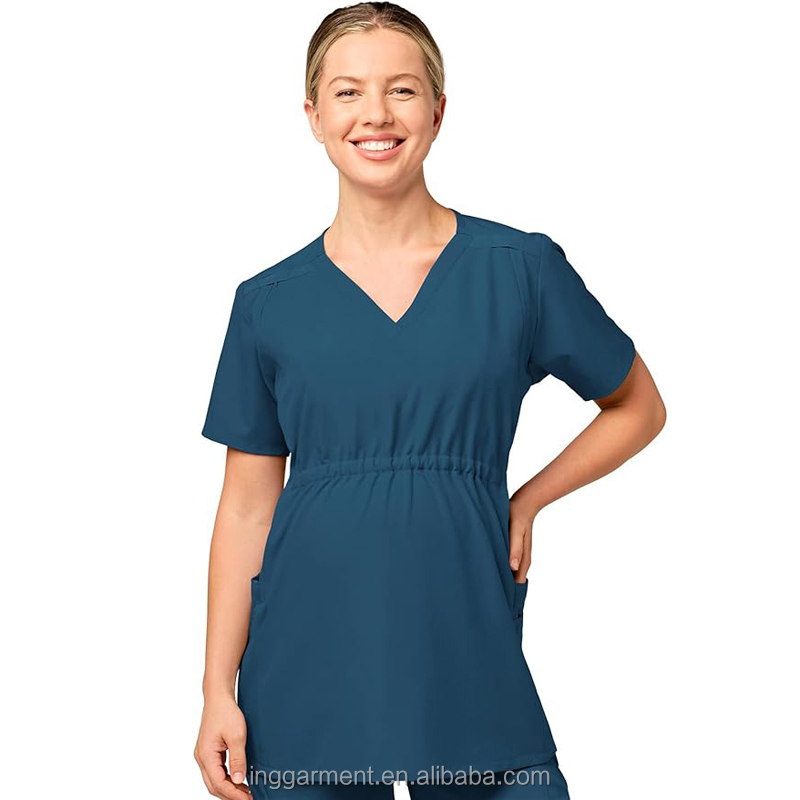 Custom Wholesale Women V-Neck Top Hospital Medical Nurse Maternity Scrubs Uniform Suit Set for Pregnant Women
