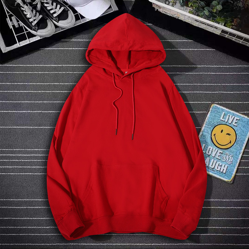 Fashion Men′ S Hoodies Spring and Autumn Loose Pure Color Pullover Sweatshirts Plus Size Men′ S Casual Hooded Comfortable Clothing