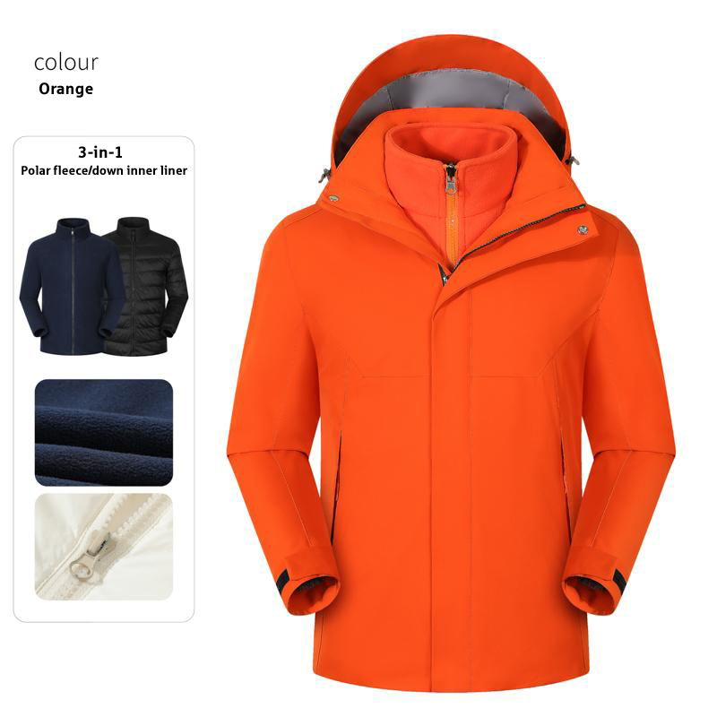 Super Warm Custom Logo Zipper Three in One Windbreaker Jacket Women Men's Jacket Waterproof Windproof Polar Fleece Inner Jacket
